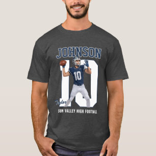 Senior Voetbalspeler Nummer Aangepaste Foto Blauw T-shirt