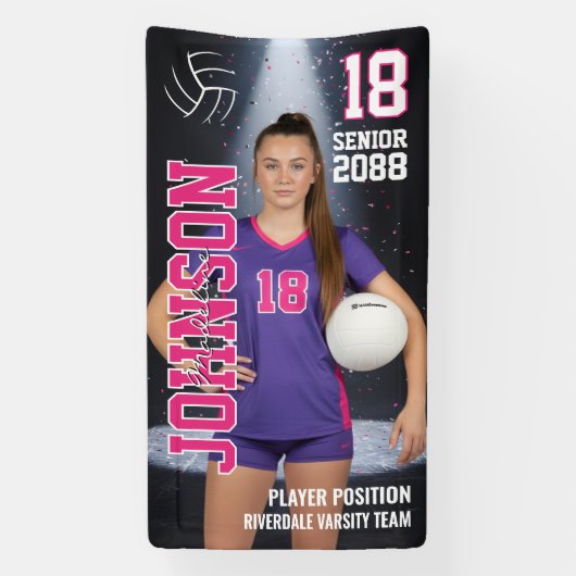 Senior Volleyball Girls Player Custom Sports Photo Spandoek (Verticaal)