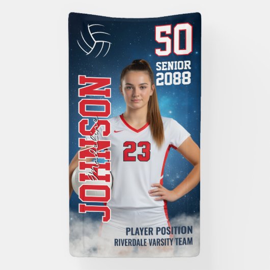 Senior Volleyball Girls Player Custom Sports Photo Spandoek (Verticaal)