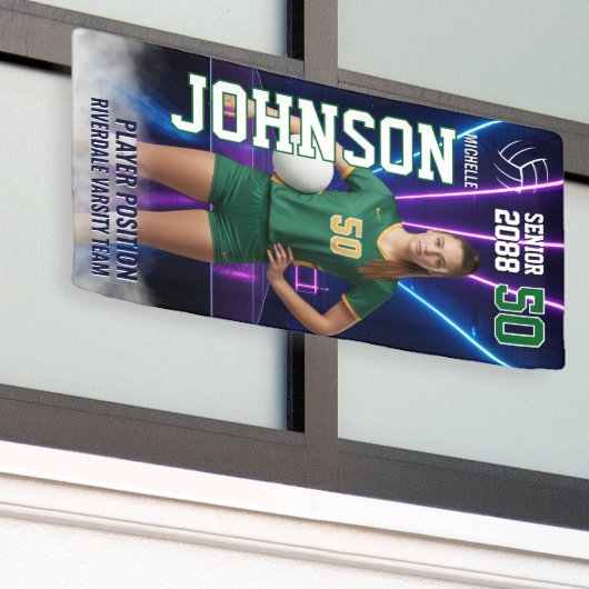 Senior Volleyball Player Customized Portrait Photo Spandoek (Buitenkant Gebouw)