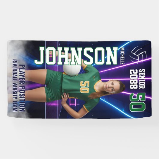 Senior Volleyball Player Customized Portrait Photo Spandoek (Horizontaal)