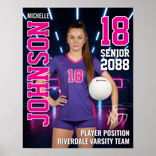 Senior Volleyball Player Personalized Photo Sports Poster (Voorkant)