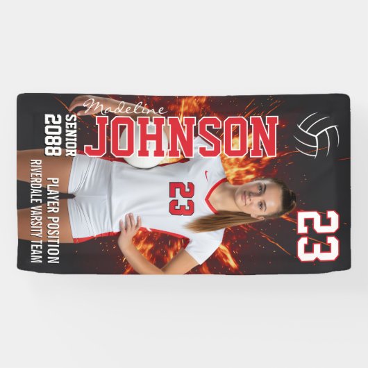 Senior Volleyball Player Sports Photo Vertical Spandoek (Horizontaal)