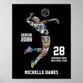 Senior Volleyball Team Custom Sports Photo Collage Poster (Voorkant)