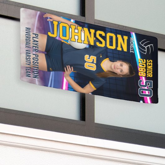 Senior Volleyball Team Customized Portrait Photo Spandoek (Buitenkant Gebouw)