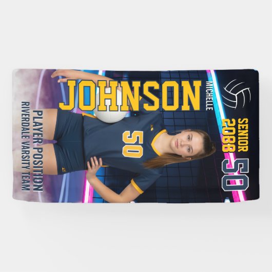 Senior Volleyball Team Customized Portrait Photo Spandoek (Horizontaal)