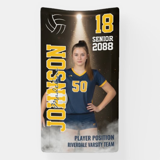 Senior Volleyball Team Player Custom Sports Photo Spandoek (Verticaal)