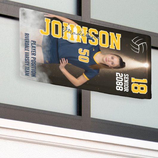 Senior Volleyball Team Player Custom Sports Photo Spandoek (Buitenkant Gebouw)