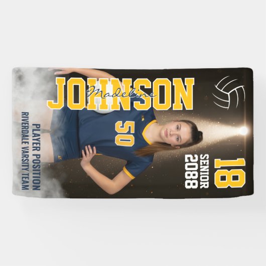 Senior Volleyball Team Player Custom Sports Photo Spandoek (Horizontaal)