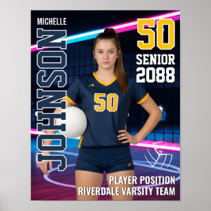 Senior Volleybalspeler Teamfoto Aangepaste Sportar Poster