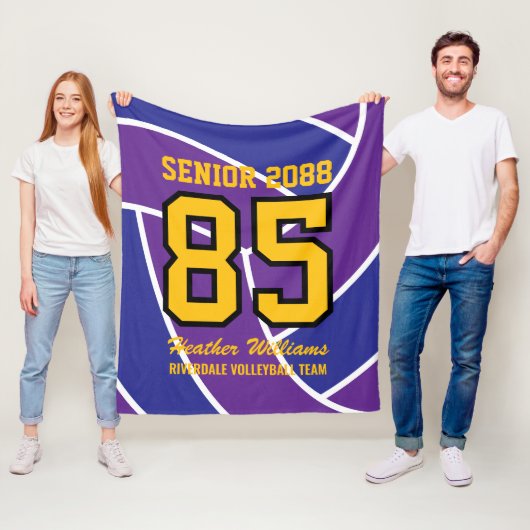 Senior Volleybalteam Aangepast Rugnummer Fleece Deken (In situ)