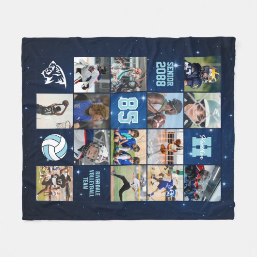 Senior Volleybalteam Aangepaste Foto Galaxy Star Fleece Deken (Voorkant (Horizontaal))