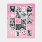 Senior Volleybalteam Aangepaste Foto Roze Confetti Fleece Deken (Voorkant)