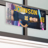 Senior Volleybalteam Op Maat Gemaakte Portretfoto Spandoek (Buitenkant Gebouw)