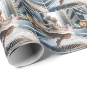 Senior vrouw springen op een straat vent cadeaupapier (Rol Hoek)