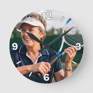 Senior Woman Tennis Player Sports Decor Ronde Klok