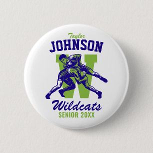 Senior Worstelaar Team Middelbare School Sporten W Ronde Button 5,7 Cm