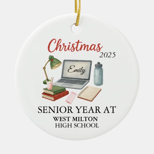 Senior Year Ornament, Custom Senior Glass Ornament (Voorkant)