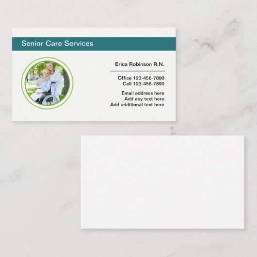 Senior zorgverlener Geregistreerde verpleegkundige Visitekaartje (Voorkant / Achterkant)