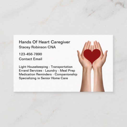 Senior zorgverlener Home Gezondheid Hart Visitekaartje (Voorkant)