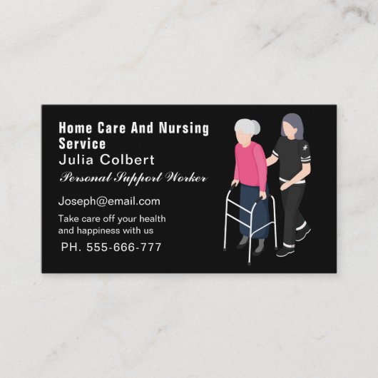 Senior zorgverlener Home Gezondheidszorg Visitekaa Visitekaartje (Voorkant)