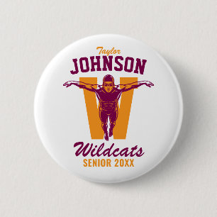 Senior Zwemteam Hoge School Sport Zwemmer Ronde Button 5,7 Cm