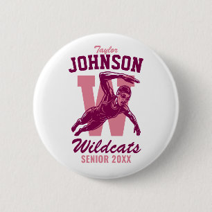 Senior Zwemteam Hoge School Sporten Meisje Zwemmen Ronde Button 5,7 Cm