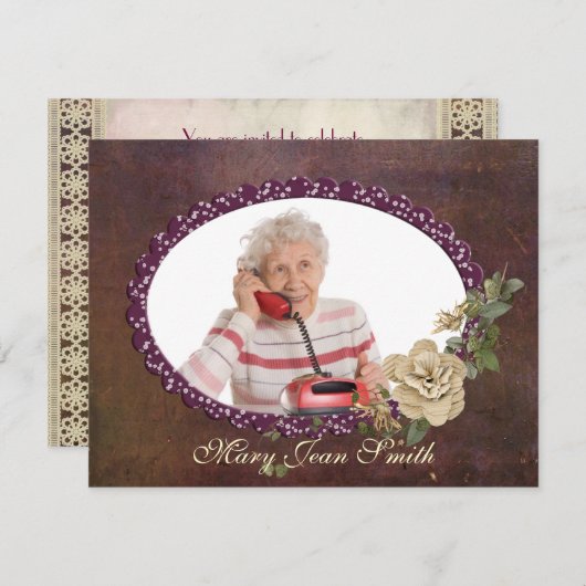 Senioren Burger verjaardag uitnodiging (Voorkant / Achterkant)