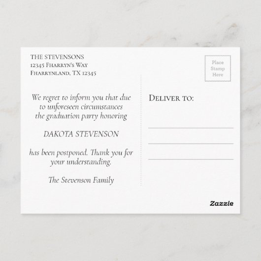 Senioren klasse | Aankondiging Afstudeerder uitges Briefkaart (Achterkant)