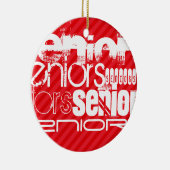 Senioren; Scarlet Red Stripes Keramisch Ornament (Rechts)