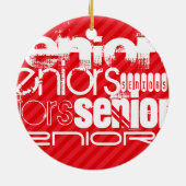 Senioren; Scarlet Red Stripes Keramisch Ornament (Achterkant)
