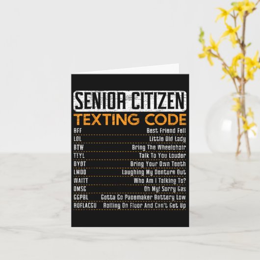 Senioren sms-code voor een opa of oma kaart (Gele Bloem)