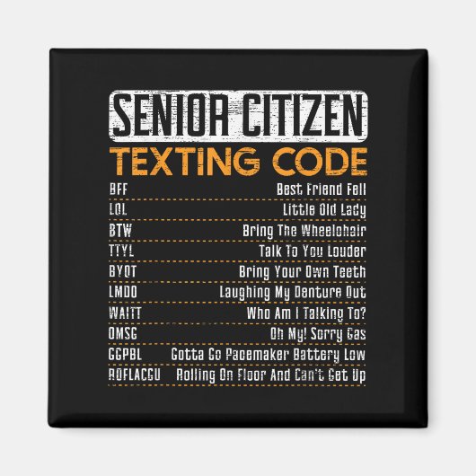 Senioren sms-code voor een opa of oma magneet (Voorkant)