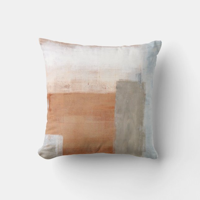 'Seniority' Grey and Brown Abstract Art Pillow Kussen (Voorkant)