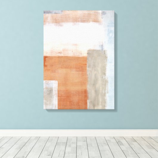 'Seniority' Grijs en Beige Abstracte kunst Canvas Afdruk (Insitu (Houten vloer))