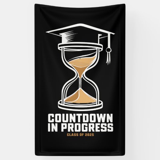 Seniorklas van 2025 Countdown naar afstudeercadeau Spandoek (Verticaal)