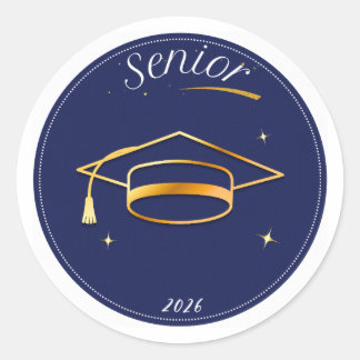 Seniorklas van 2026 afstudeermuts ronde sticker