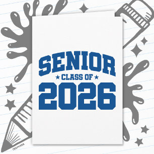 Seniorklas van 2026 Blauwe Afstudeerdag Krachtig M Kaart