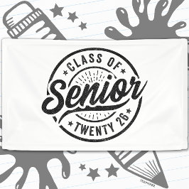 Seniorklas van 2026 Cool Vintage Badge Afstuderen Spandoek
