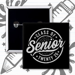 Seniorklas van 2026 Cool Vintage Badge Afstuderen Vierkante Button 5,1 Cm
