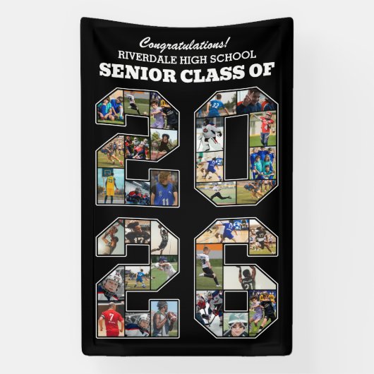 Seniorklas van 2026 Gefeliciteerd Fotocollage Spandoek (Verticaal)
