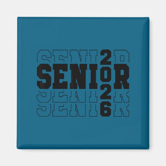 Seniorklas van 2026 varsity tekst afstuderen  magneet (Voorkant)