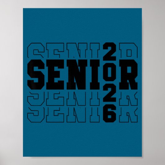 Seniorklas van 2026 varsity tekst afstuderen poster (Voorkant)