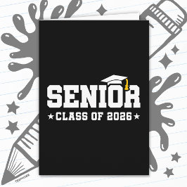 Seniorklas van 2026 Vette Afstudeertypografie Kaart