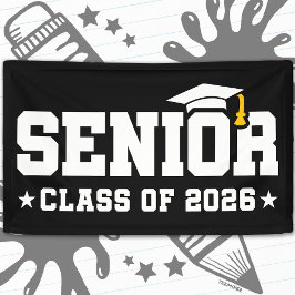 Seniorklas van 2026 Vette Afstudeertypografie Spandoek