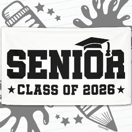 Seniorklas van 2026 Vette Afstudeertypografie Spandoek