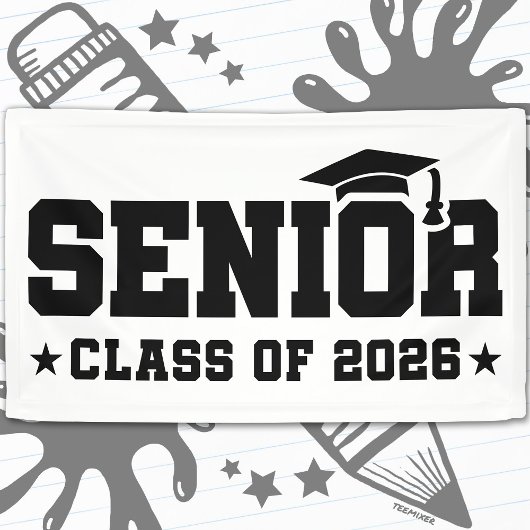 Seniorklas van 2026 Vette Afstudeertypografie Spandoek