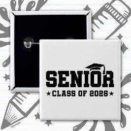 Seniorklas van 2026 Vette Afstudeertypografie Vierkante Button 5,1 Cm