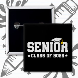 Seniorklas van 2026 Vette Afstudeertypografie Vierkante Button 5,1 Cm