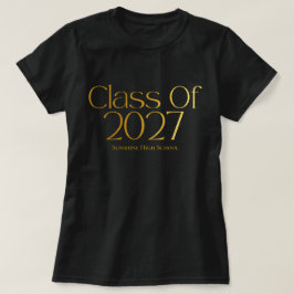 Seniorklas van 2027 Zwart en Goud Typografie T-shirt